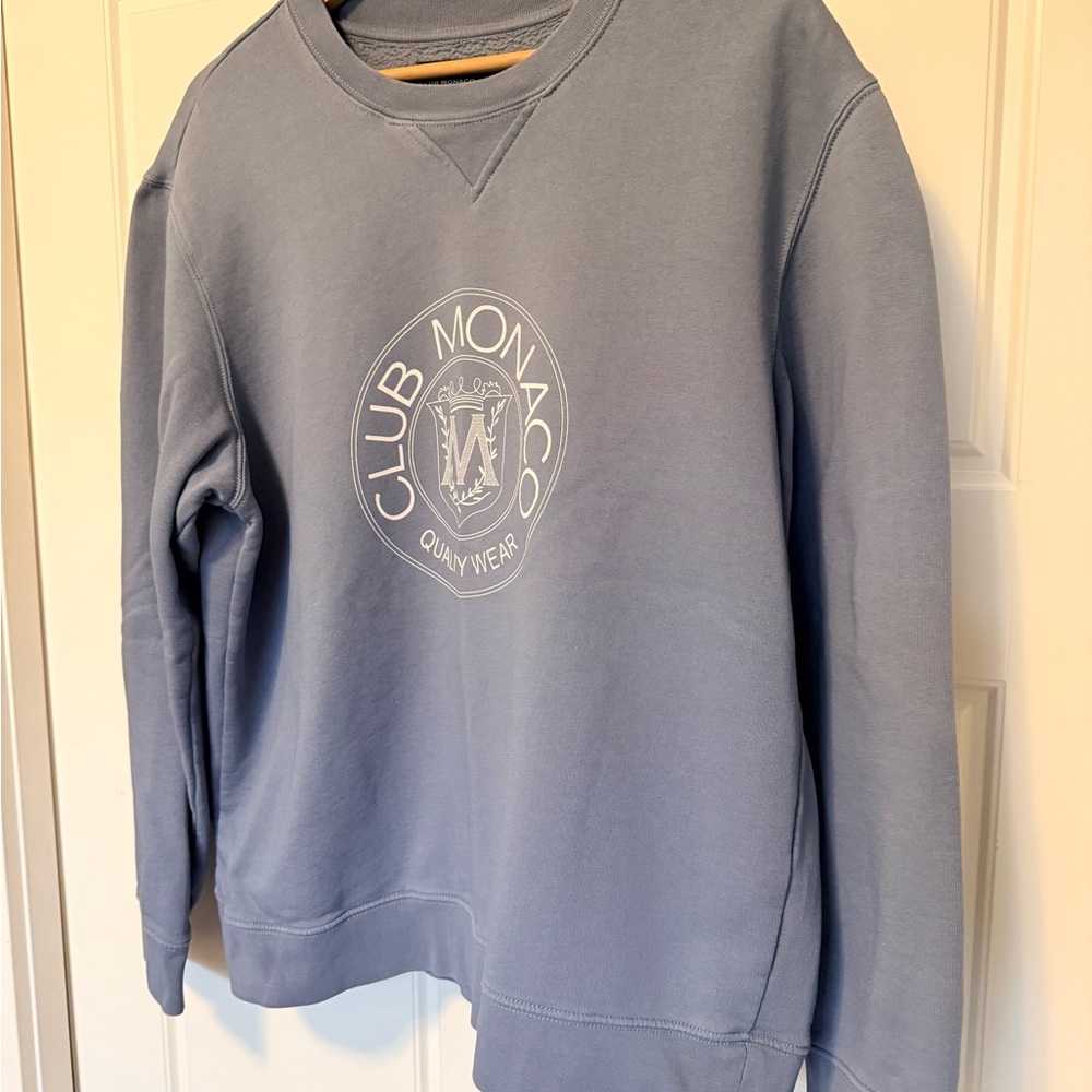 Club Monaco unisex blue Crewneck heritage crest Sweatshirt.